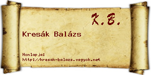 Kresák Balázs névjegykártya